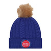 Ladies Detroit Pistons New Era Luxe Faux Fur Knit In Blue - Front View