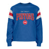 Ladies Detroit Pistons New Era Throwback Striped Crewneck Sweatshirt