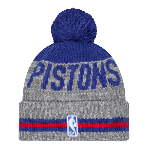 Detroit Pistons New Era Runners Pom Knit In Grey - Back View