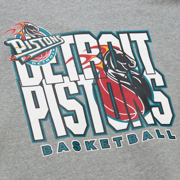 Mitchell & Ness Pistons Hardwood Classic Crewneck Sweatshirt In Grey - Back Logo View