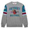 Mitchell & Ness Pistons Hardwood Classic Crewneck Sweatshirt In Grey - Front View