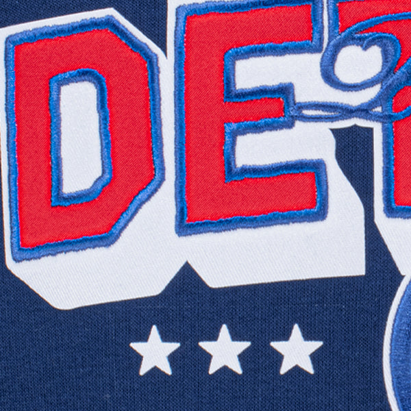 Detroit Pistons Applique Wordmark Crewneck Sweatshirt - Embroidery Detail