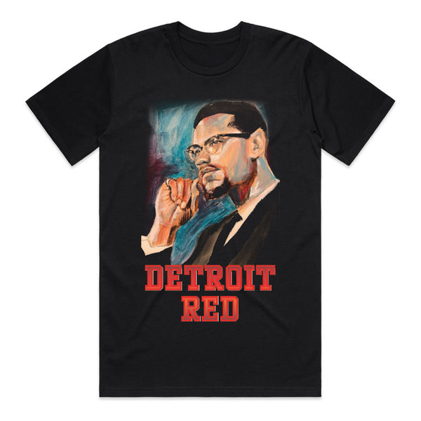 Detroit Pistons Malcolm X Painted Portrait T-Shirt - Front View