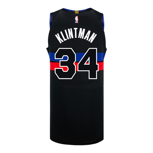 Detroit Pistons Bobi Klintman Jordan Brand Statement Swingman Jersey In Black - Back View