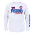 Youth Detroit Pistons Race Time Long Sleeve T-Shirt In White - Front View