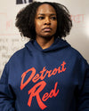 Model Wearing Detroit Pistons Malcolm X Detroit Red Hoodie - Front View