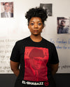 Model Wearing Detroit Pistons Malcolm X El Shabazz T-Shirt - Front View