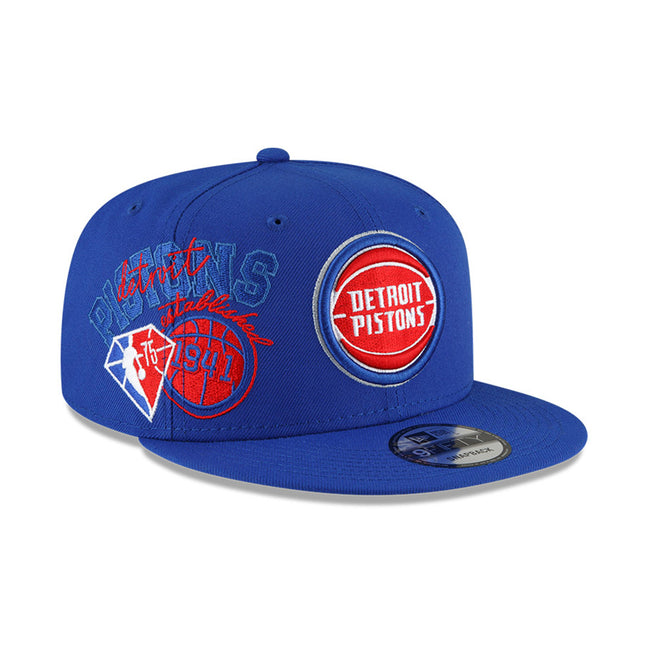 New Era White/Blue Detroit Pistons Back Half 9FIFTY Snapback Hat