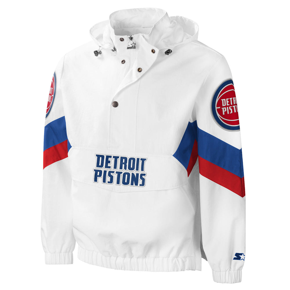 NBA Detroit Pistons Red Blue Mascot Scratch Zip Up Hoodie - Limotees